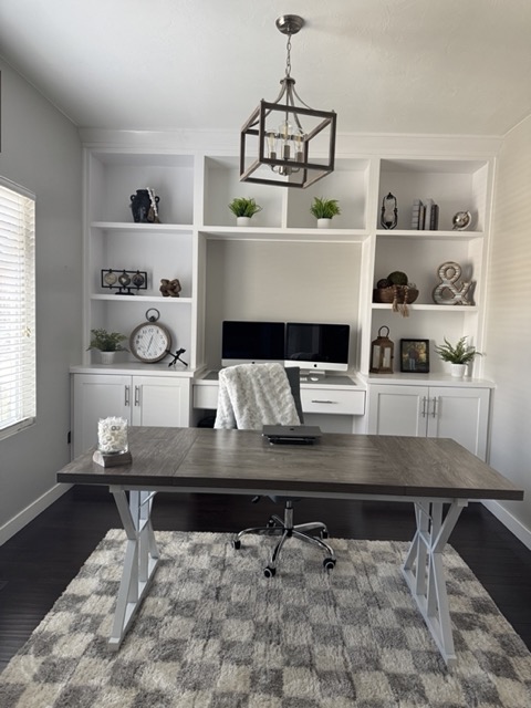 Custom home office built-in desk and storage